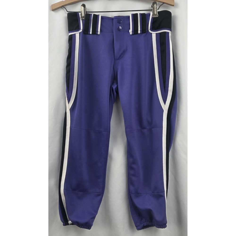 Boombah Baseball Pants Youth 28G Purple Black White Full Length Elastic